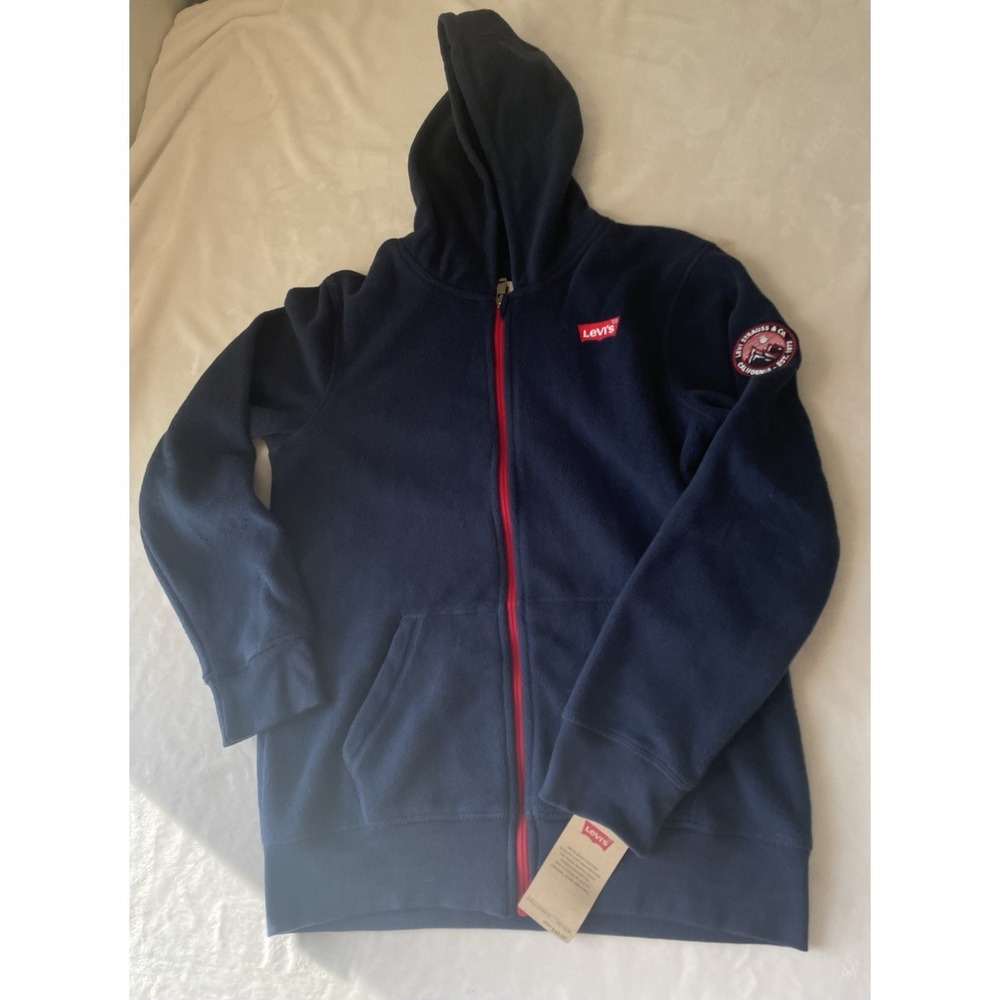 NWT Large Boys Levi's Navy Blue Soft Zip Sweater Jacket MSRP $48 12-13 Years